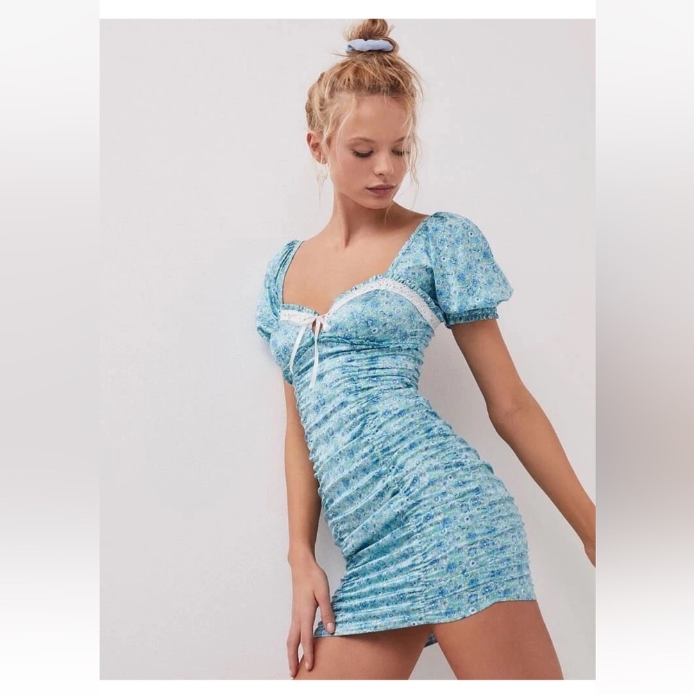 For Love And Lemons Alana Mini Dress in Blue - Picture 5 of 12